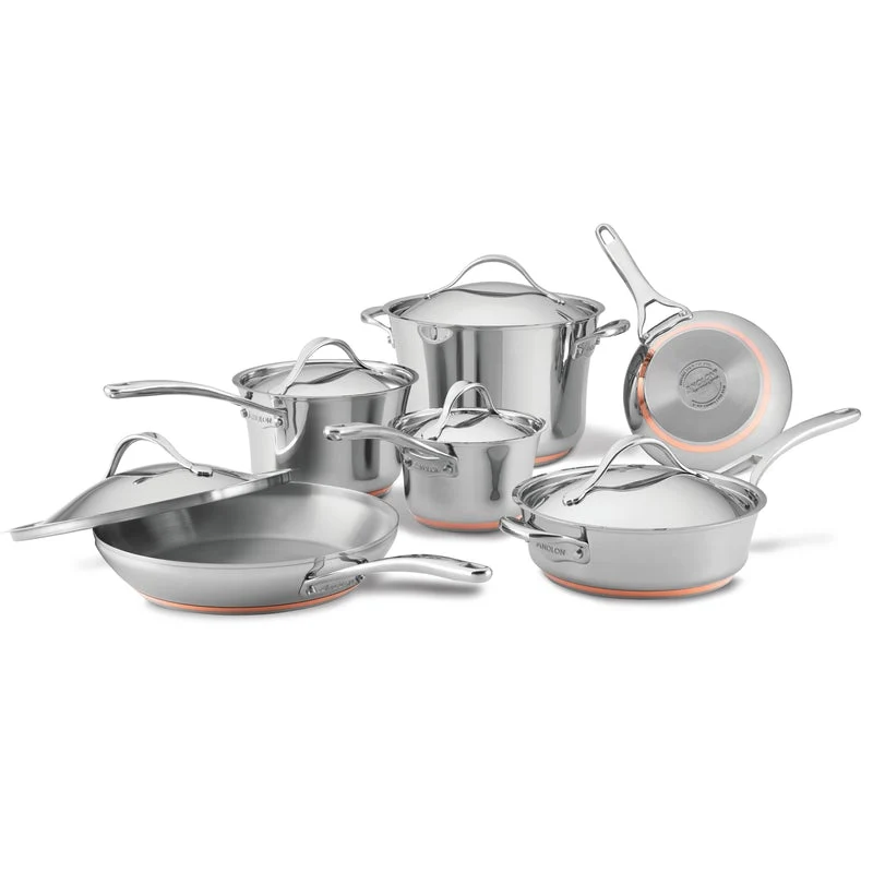 Anolon Nouvelle Copper Core Stainless Steel 11 PIece Cookware Pots and Pans Set