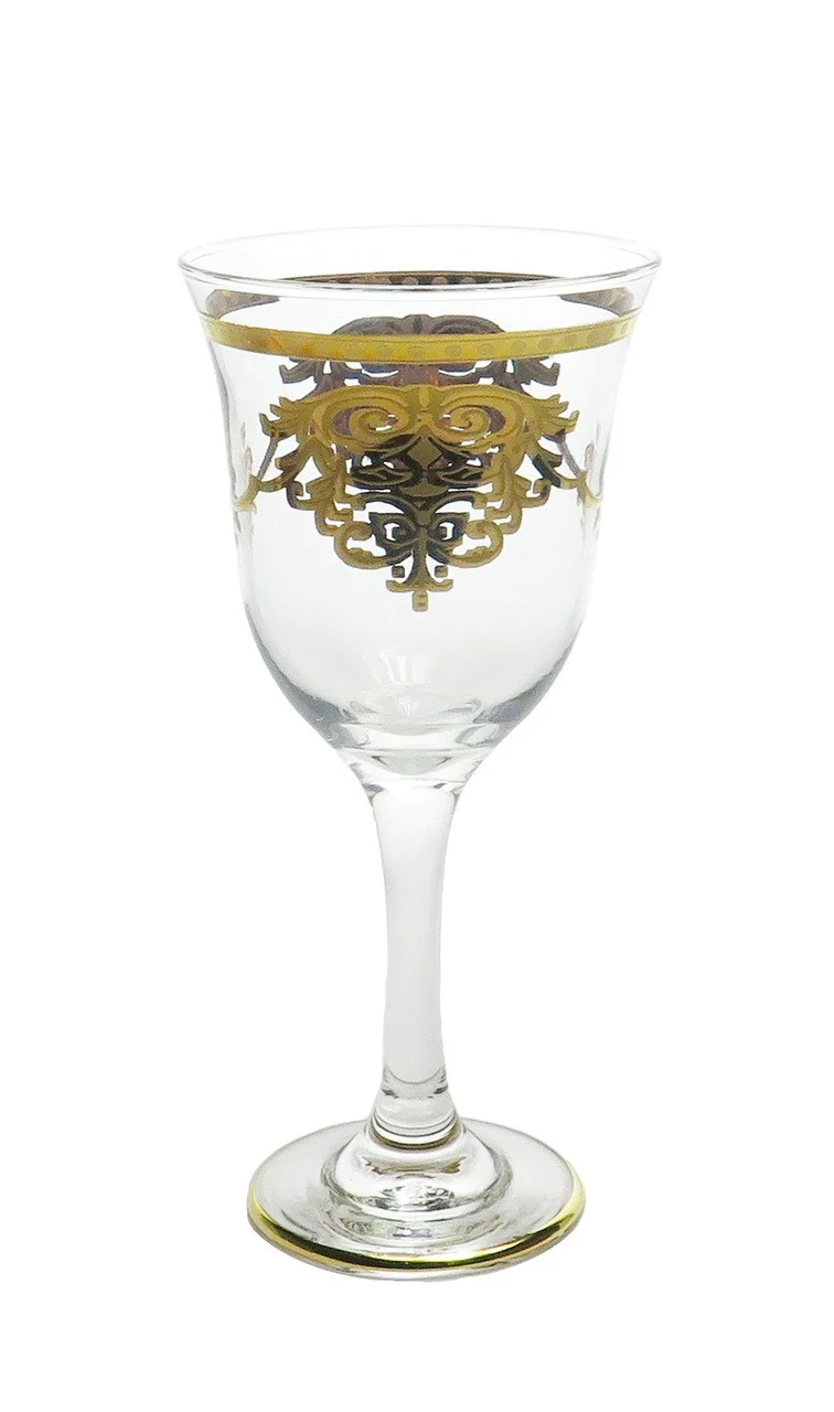 Classic Touch Glim Collection Wine Water Glasses Goblets With 14K Gold Design (Set Of 6)