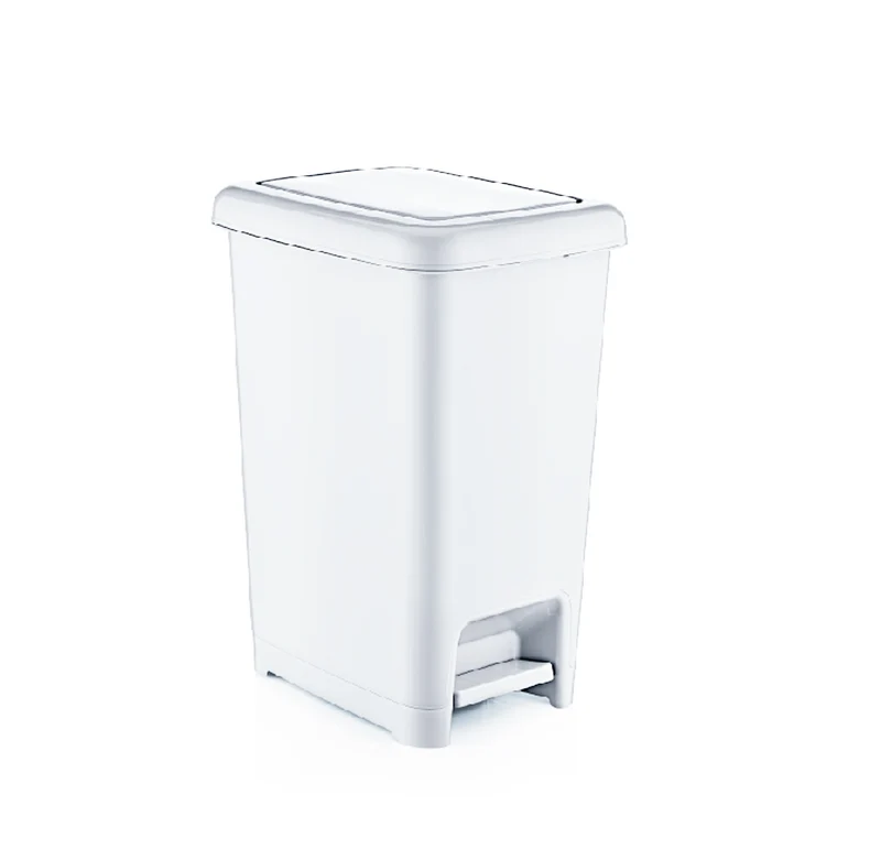 Superio Slim Pedal Trash Can White 64 qt.16 us liquid gallons