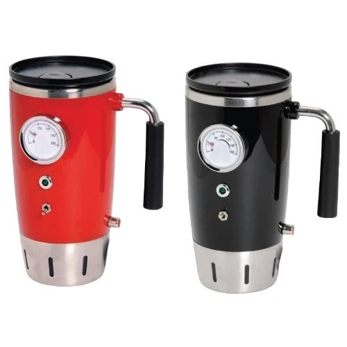 Tech Tools Retro Heated Travel Mug Plugs Into Car 12V Socket, Black