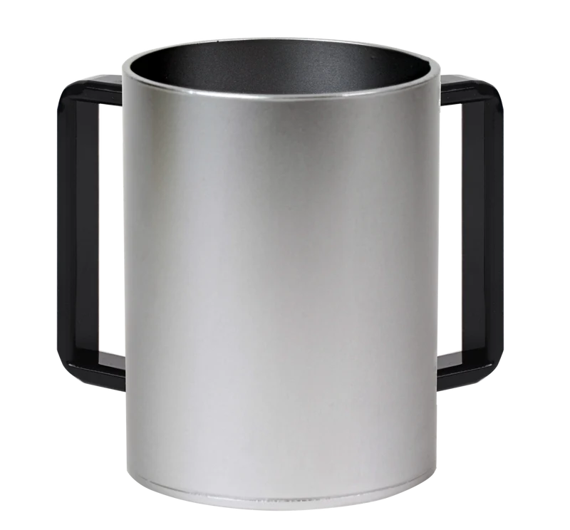 A&M Acrylic Washing Cup Silver Black Handles 5"