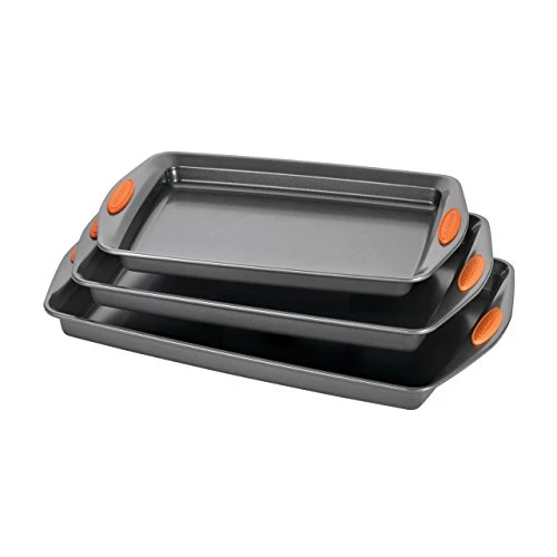 Rachael Ray Nonstick Bakeware Set with Grips - Gray / Orange
