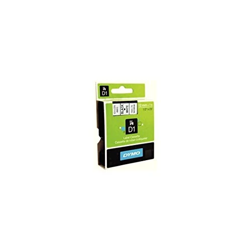 DYMO 45013 Labeling Tape, D1, Adhesive, Easy Peel, ½" x 23', Black Print on White Tape - 1 Pack