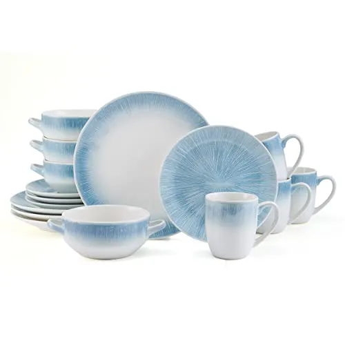 Pfaltzgraff Logan 16 Piece Dinnerware Set, Blue Ombre