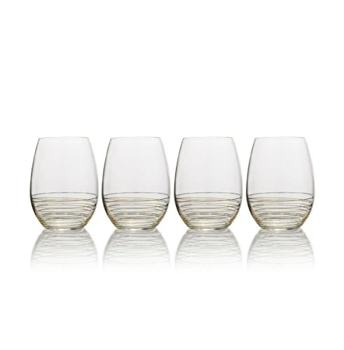 Mikasa Electric Boulevard Gold Stemless Wine Glasses, Set of 4