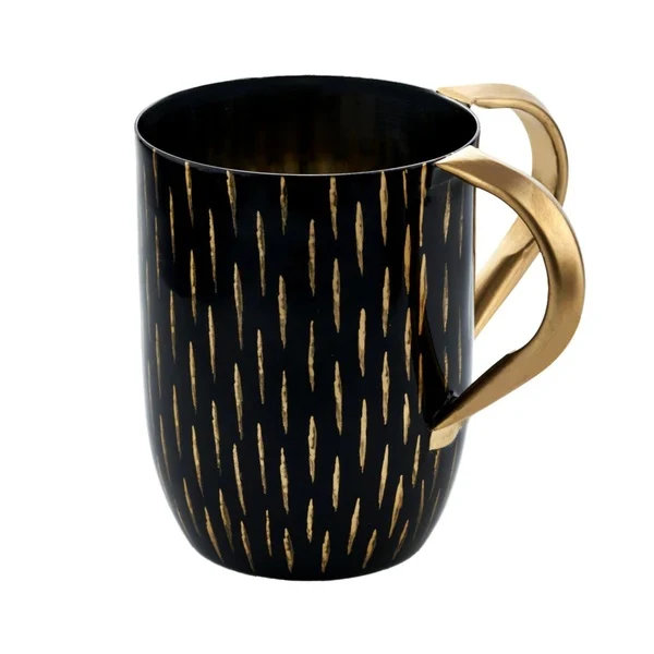 Godinger Wash Cup Gold Glitter and White Enamel