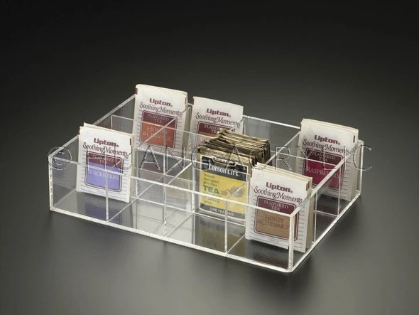 Huang Acrylic 12 Section Tea Tray Organizer Holder (11.5" x 8" x 2")