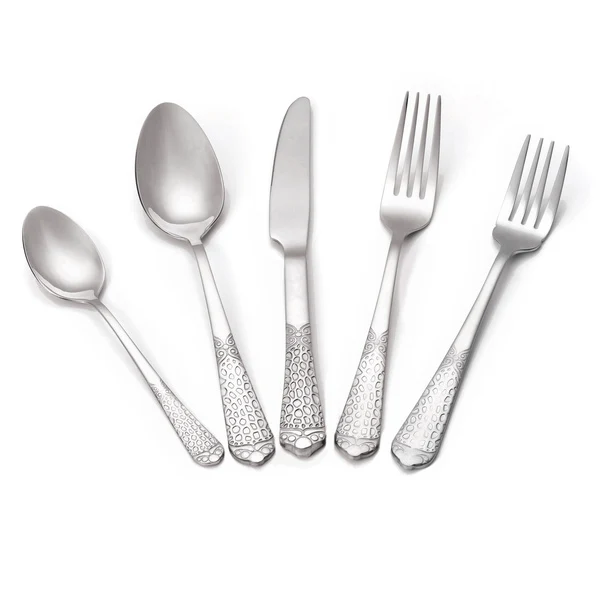 Lorren Home Trends 20 Piece 18/10 Flatware Set, Mirrored Brushed Satin