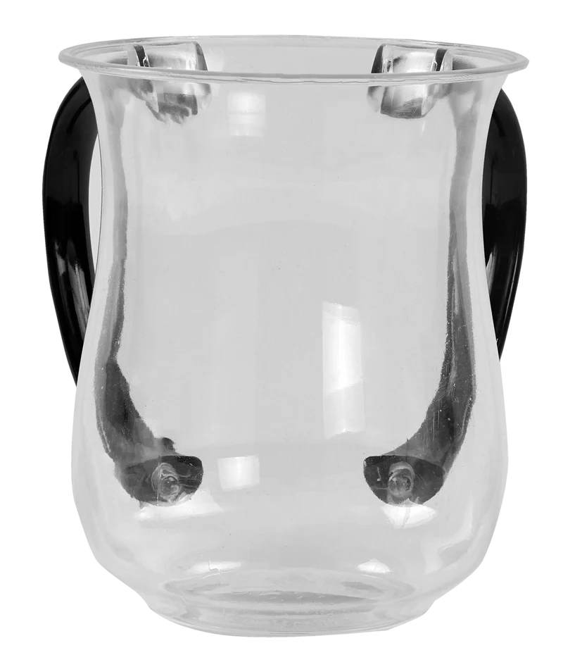 A&M - Acrylic Wash Cup Clear With Black Handles, 5"