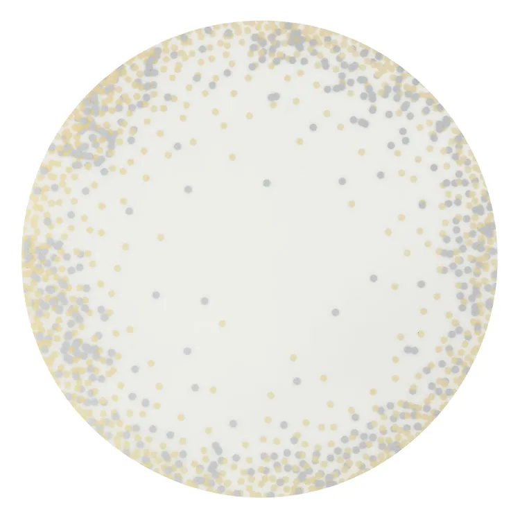 Harman Confetti Soft Touch 14" Round Placemats, Silver and Gold
