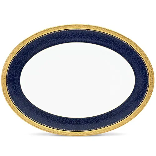 Noritake Odessa Cobalt Gold 12" Oval Serving Platter