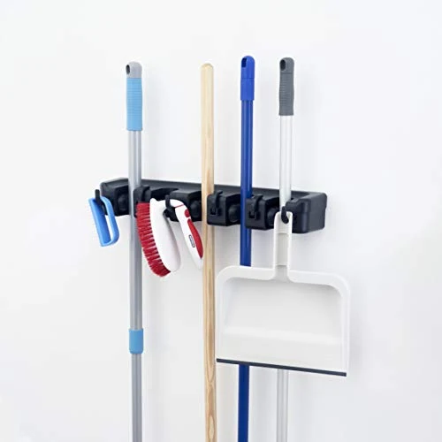 Superio Mop and Broom Holder Wall Mount (Black)