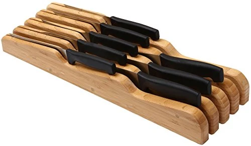 YBM Home In-Drawer Bamboo Kitchen Knife Block Holds 9 Knives (Not Included) Without Pointing Up, Wooden Butcher Knife Holder Storage Organizer for the Home Chef, 317