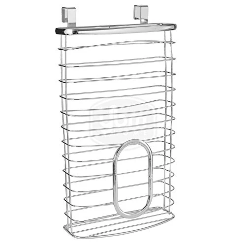 Ybmhome Over-the-Cabinet Kitchen Storage Grocery Bag Plastic Carrier Shopping Bag and Garbage Bag Holder Saver Dispenser Rack Stainless Steel 2216 (1)