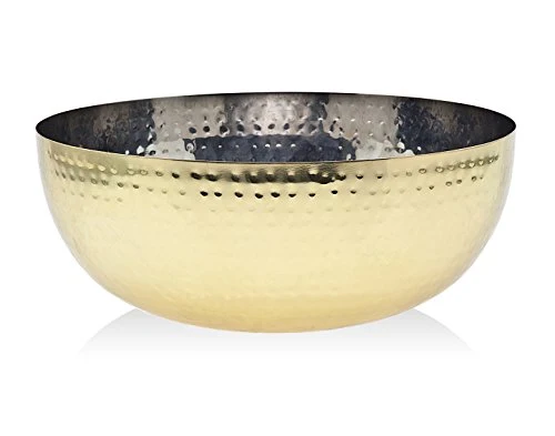 Godinger 19464 Salad Bowl, Hammered Gold 10 3/ 4" round by 4 1/4" high