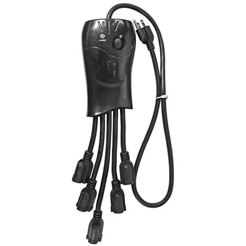 Bright-Way 11290 Flexible End Power Strip, 5 Outlets, Black
