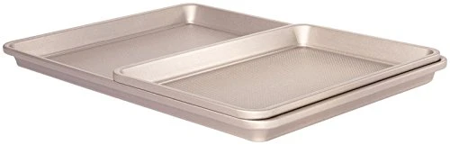 OXO Good Grips Non-Stick Pro 2-Piece Sheet Pan Set, 1 Half Sheet Pan (13" x 18") and 1 Quarter Sheet Pan (9" x 13")