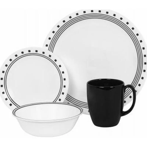 World Kitchen Corelle 16 Piece Livingware City Block Set, Black