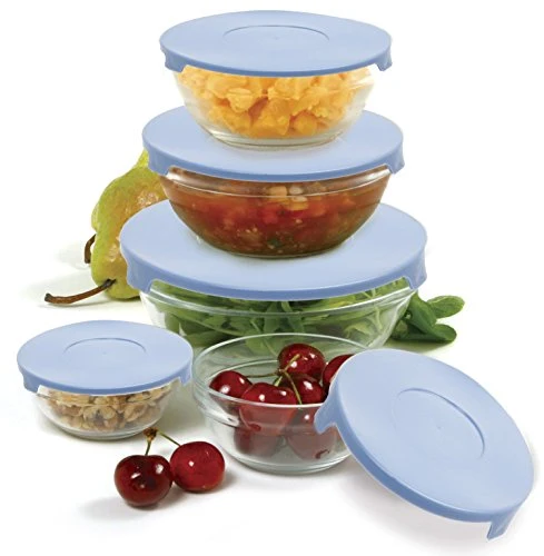 Norpro 10-Piece Nesting Glass Storage Bowls with Lids, 5 Bowls .66 Cup, 1 Cup, 1.5 Cup, 2.3 Cup and 4.6 Cup