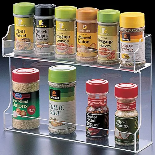 Huang Acrylic Two Shelf Spice Rack Organizer - Cabinet Mountable (12" x 3" x 8.25")