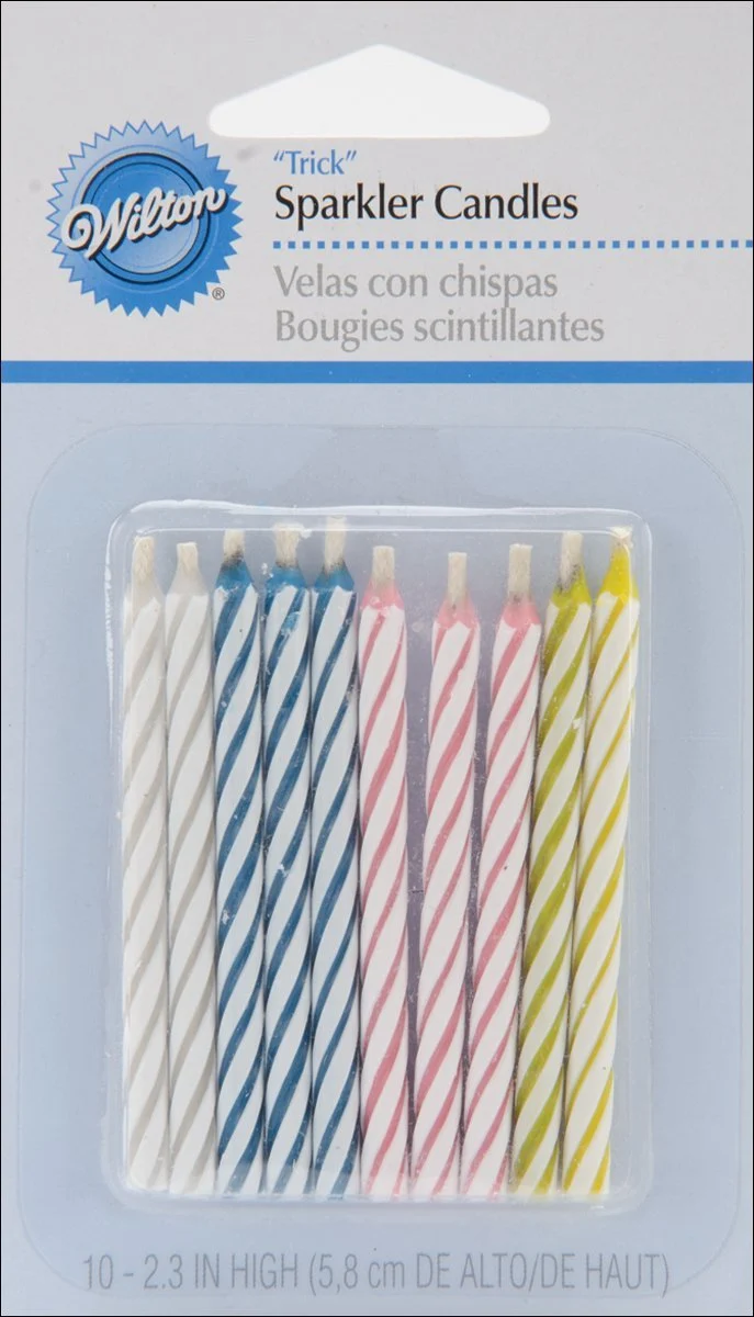 Wilton 2.5" Striped Spirals Relighting Candles, 10 Pack