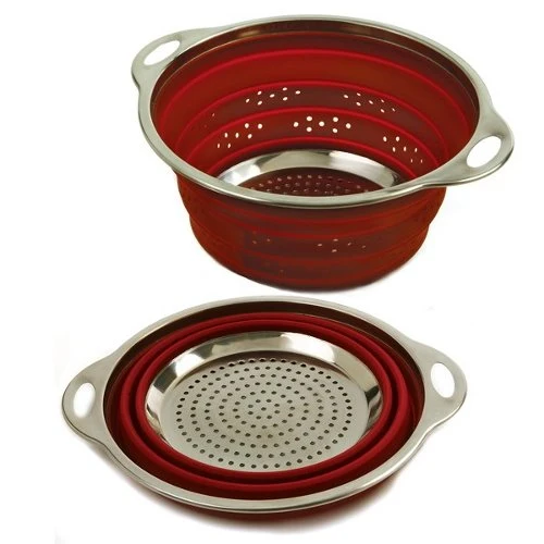 Norpro Large Silicone Knockdown Colander, 90 Oz. - Red