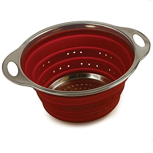 Norpro Small Silicone Knockdown Colander, 50oz - Red