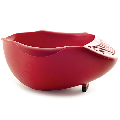 Norpro 2QT Serving Bowl with Strainer, Red