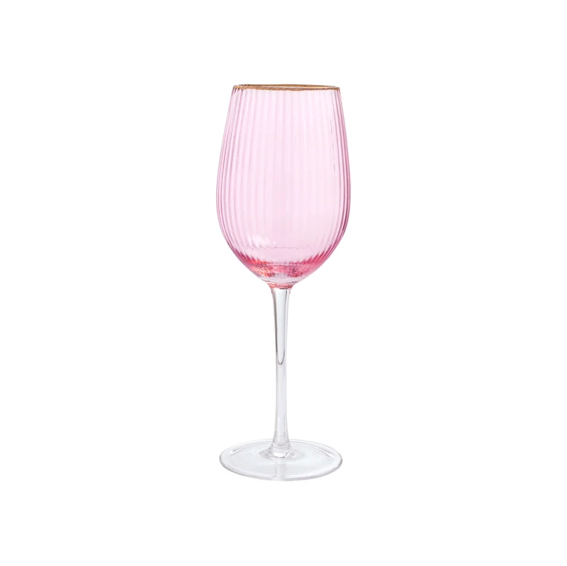 Vikko Decor Pink Gold Rimmed Wine Glasses, Set of 6