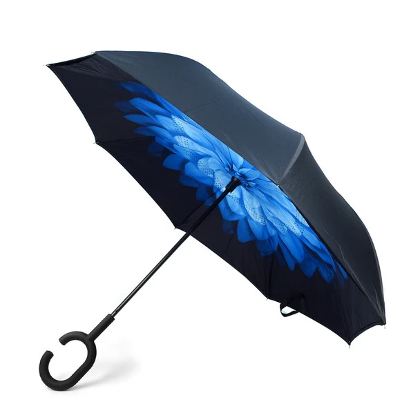 Selini Blue Flower Double Layer Inverted Umbrella