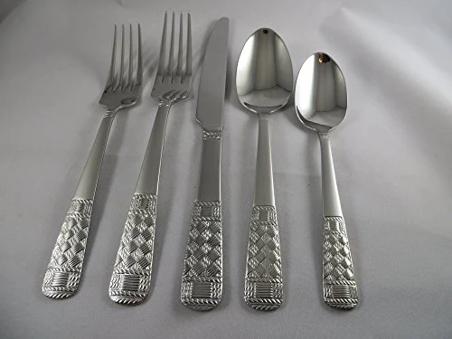 Metropolitan by Holister G100530 20 Piece 18/10 Flatware Set, Grecian Frost