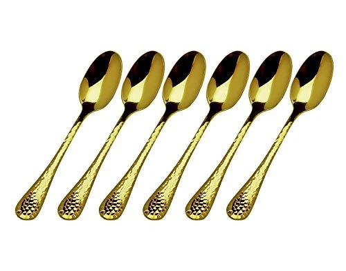 Godinger Silver Art Gold Hammered Dessert Spoons, Set of 6