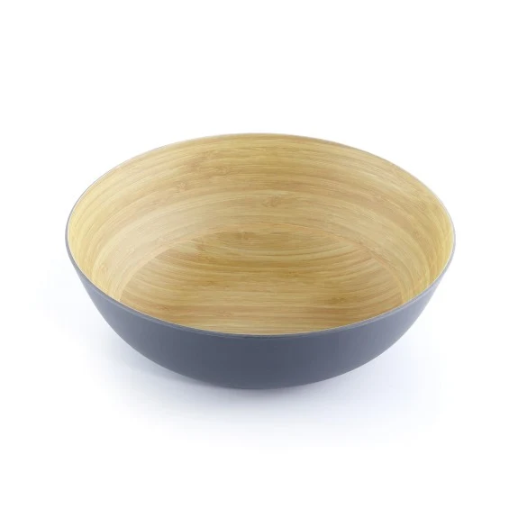 Brilliant 11.5'' Bamboo Salad Fruit Bowl, Grey Dishwasher Safe