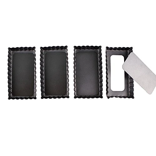 Webake 4.5 inch Tart Pans Removable Bottom Pie Pan Quiche Pan - Rectangular