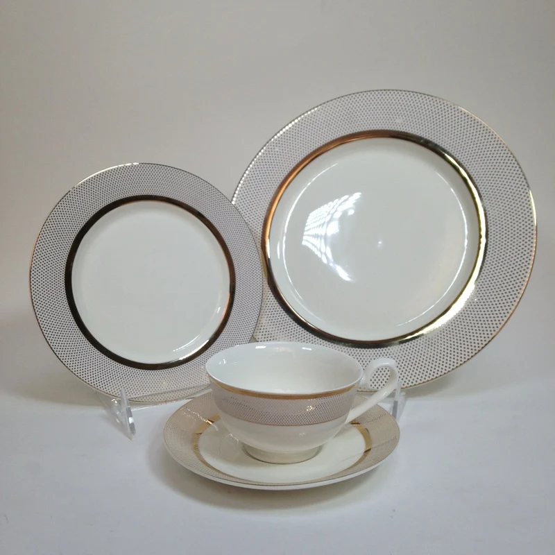 Joseph Sedgh Collection SR-34G 20 Piece Round Fine Bone China Dinnerware Set, Isabella - Service for 4 NO COMPOTE BOWL