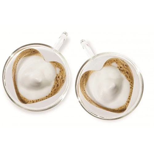 Brilliant 10 1/2oz. Double Wall Heart Cappuccino Cup/Mug, Set of 2