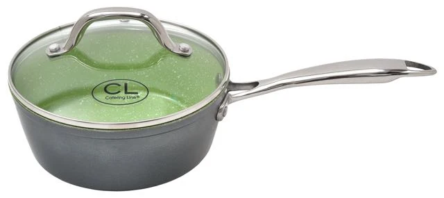 Kadra 2QT Natura Ceramic Nonstick Saucepan with Lid, Green COOKPOT