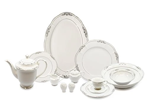 Royalty Porcelain 57 Piece China Dinnerware Set, Tamara - Service for 8