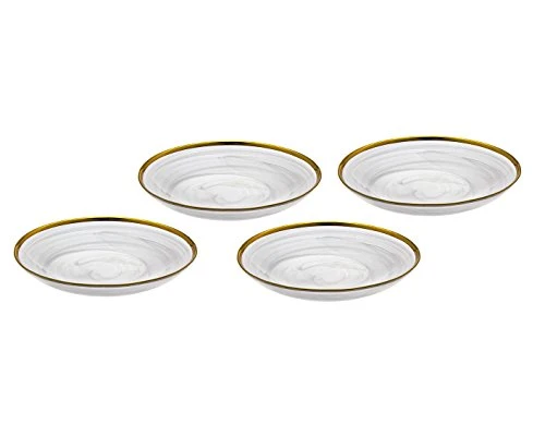 Godinger Silver Art 43665 10" Alabast Bowl, White/gold - Set of 4