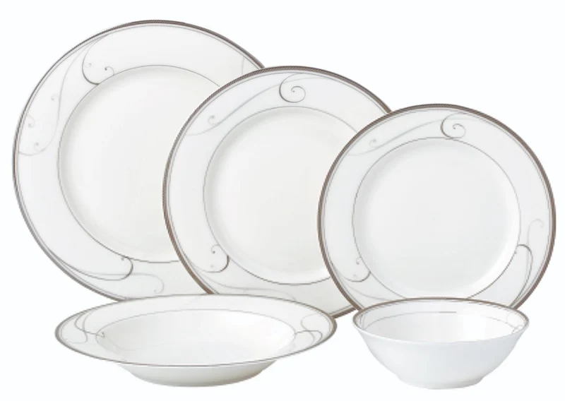 Platinum Swirl 20 Piece Bone China Dinnerware Set, Service for 4