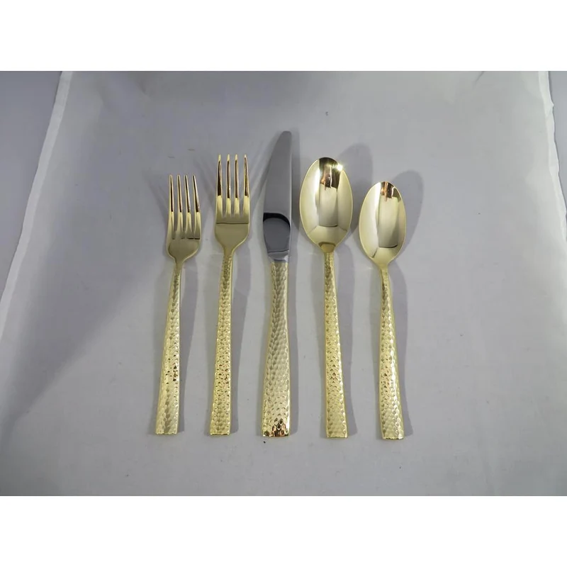 Holister G100298 Metropolitan 20 Piece 18/0 Flatware Set, Avital Full Gold