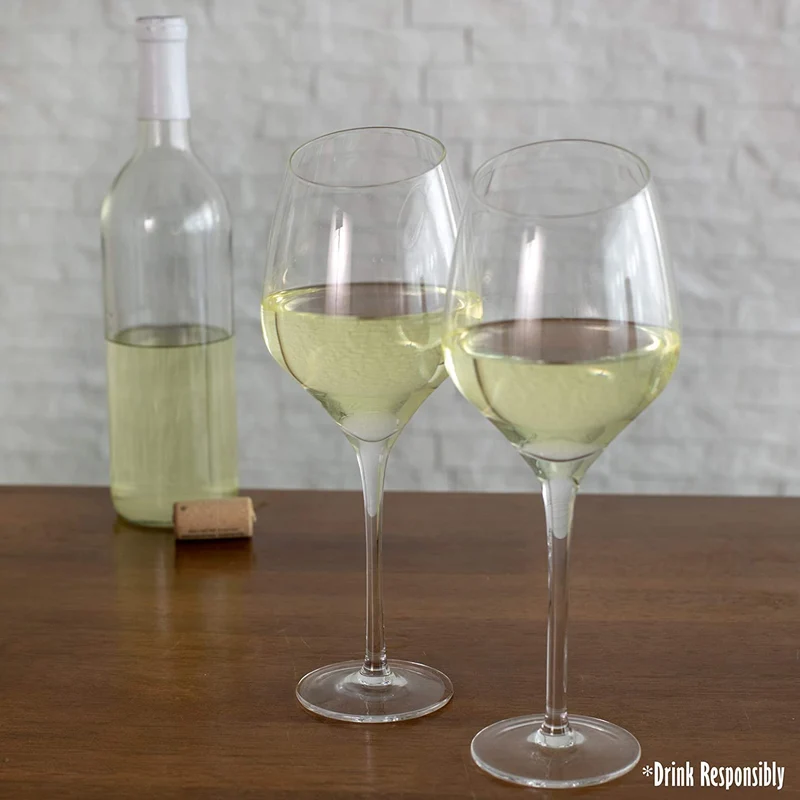 Cork Pops Clear Glass Cascata Wine Glass, Angled for Enhanced Experience, Set of 2